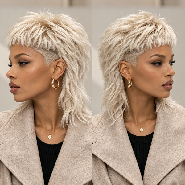 Bequeen Platinum Mullet Styled Halloween Topper (Not A Wig)