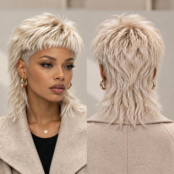Bequeen Platinum Mullet Styled Halloween Topper (Not A Wig)