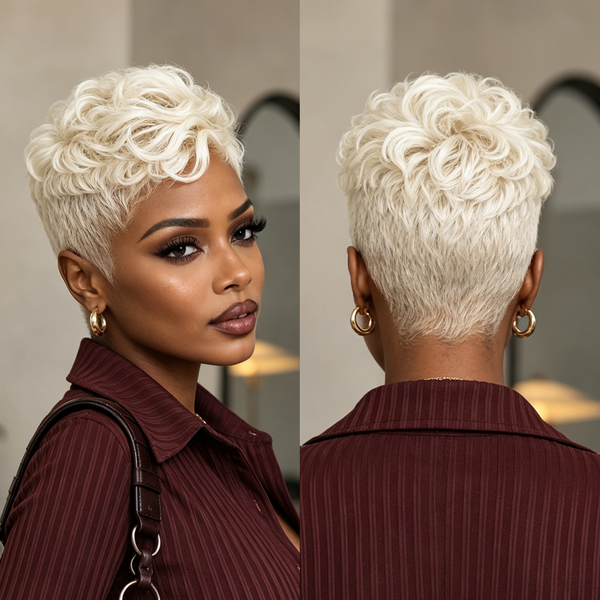 Bequeen Platinum Short-cut Pixie Full Lace Wig