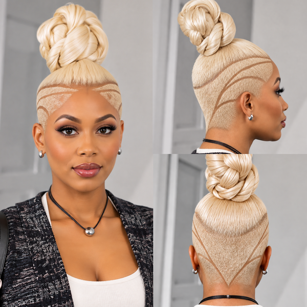 Bequeen Romantic Bun Full Lace Blonde Braid With Three Parting Lines