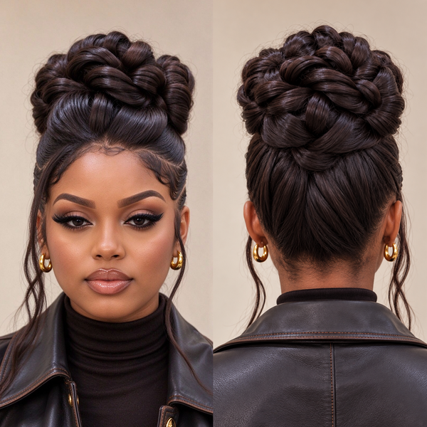 Bequeen Romantic Bun Full Lace Braid With Two Parting Lines