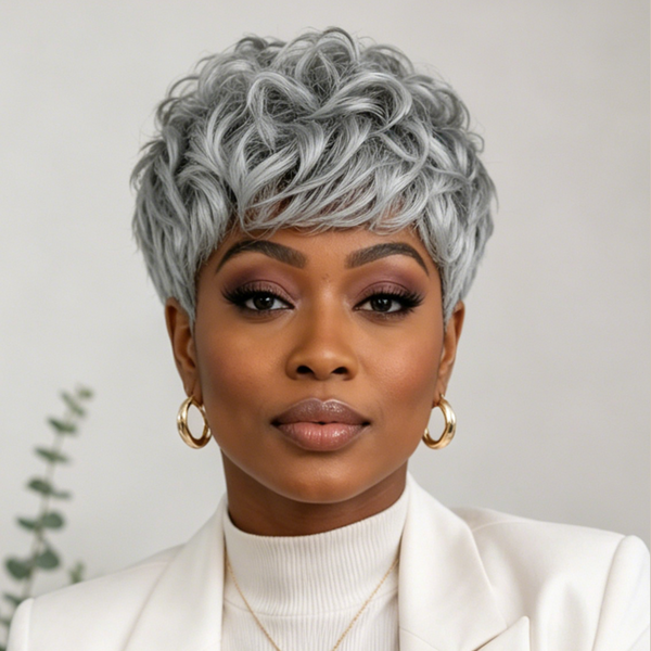 Bequeen Salt And Pepper Customized Fashion Pixie Wig
