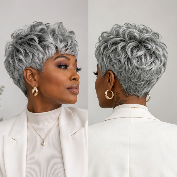 Bequeen Salt And Pepper Customized Fashion Pixie Wig