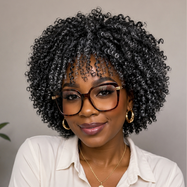 Bequeen Salt And Pepper curly Wig
