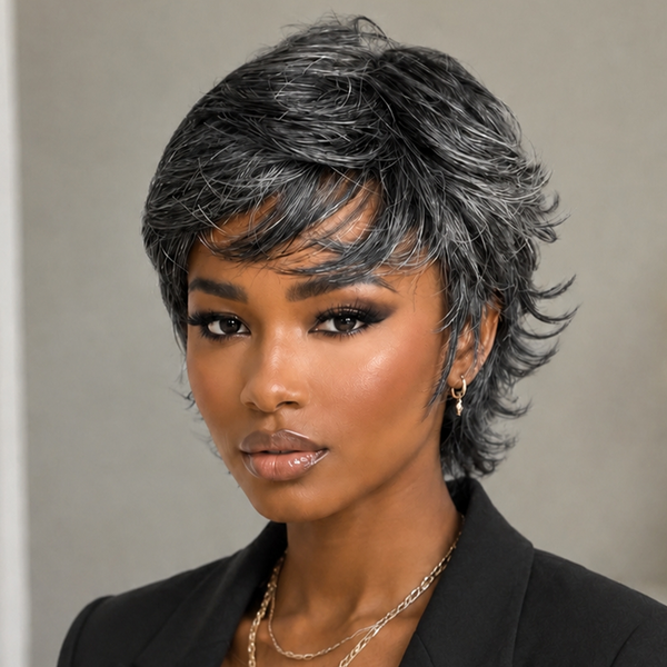 Bequeen Salt n Pepper No Lace Wig
