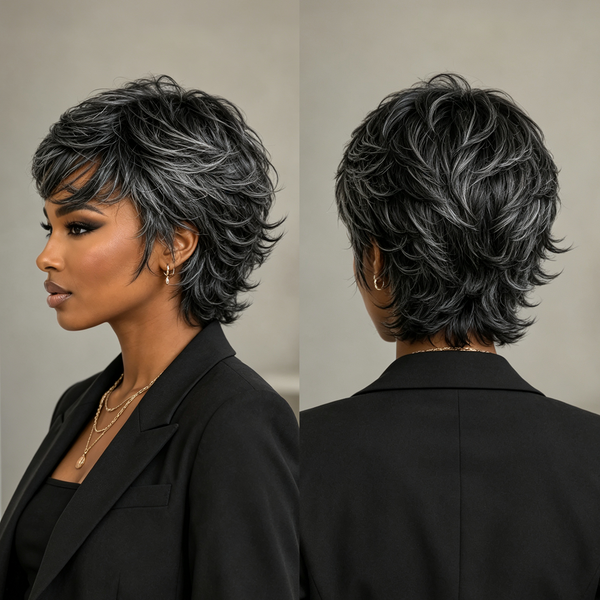 Bequeen Salt n Pepper No Lace Wig