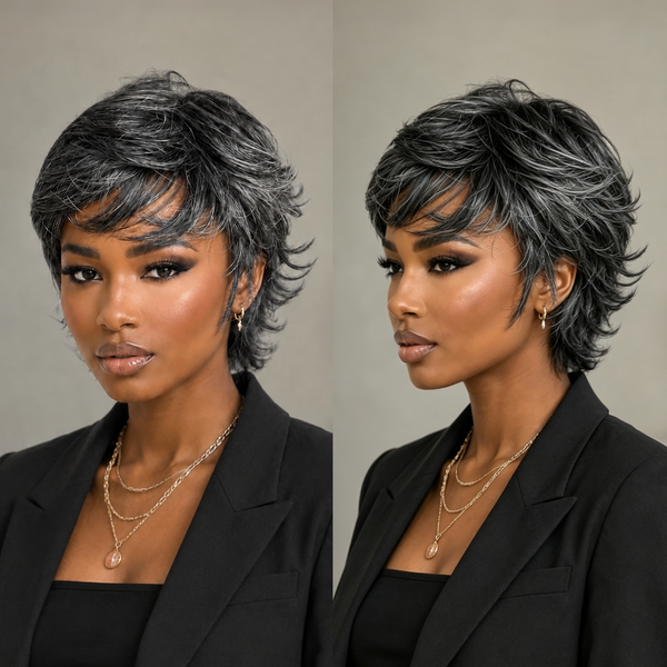Bequeen Salt n Pepper No Lace Wig