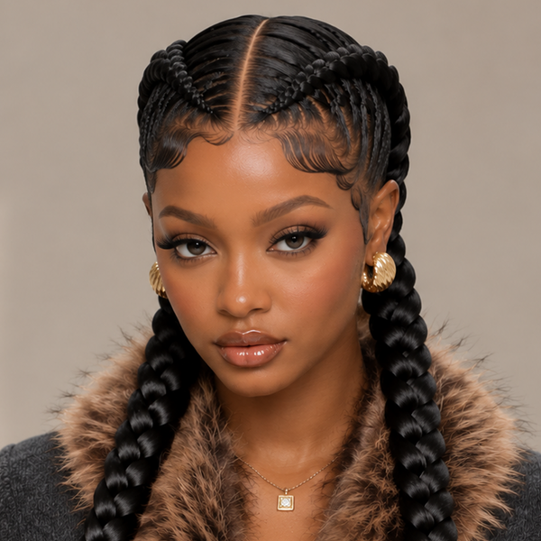 Bequeen Savage 1B  Braid Full Lace PonyTail Wig 100% Human Hair