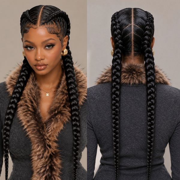 Bequeen Savage 1B  Braid Full Lace PonyTail Wig 100% Human Hair
