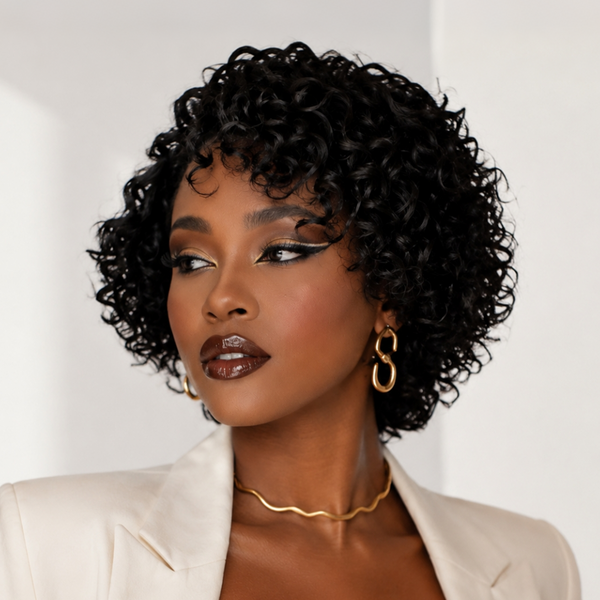 Bequeen Short Curly No Lace Wig