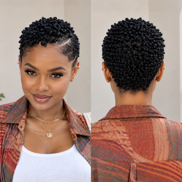 Bequeen Short Cut Afro Kinky TWA Full Lace Wig-4