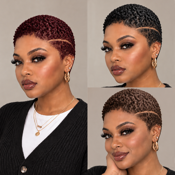 Bequeen Short Cut Afro Kinky TWA Full Lace Wig 100% Human Hair