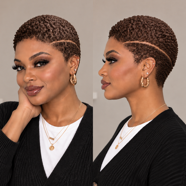Bequeen Short Cut Afro Kinky TWA Full Lace Wig 100% Human Hair