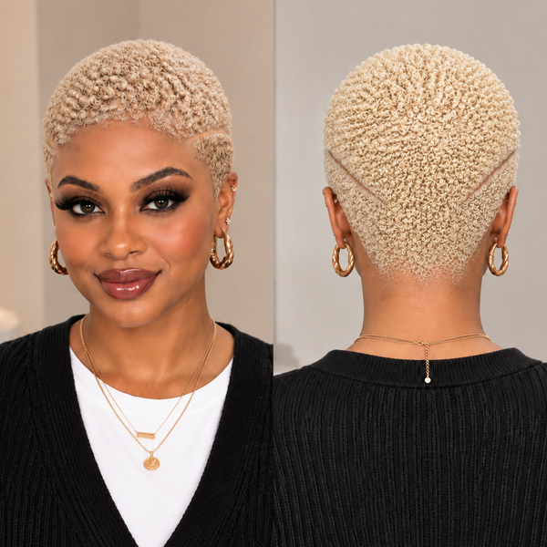 Bequeen Short Cut Afro Kinky TWA Full Lace Wig 100% Human Hair