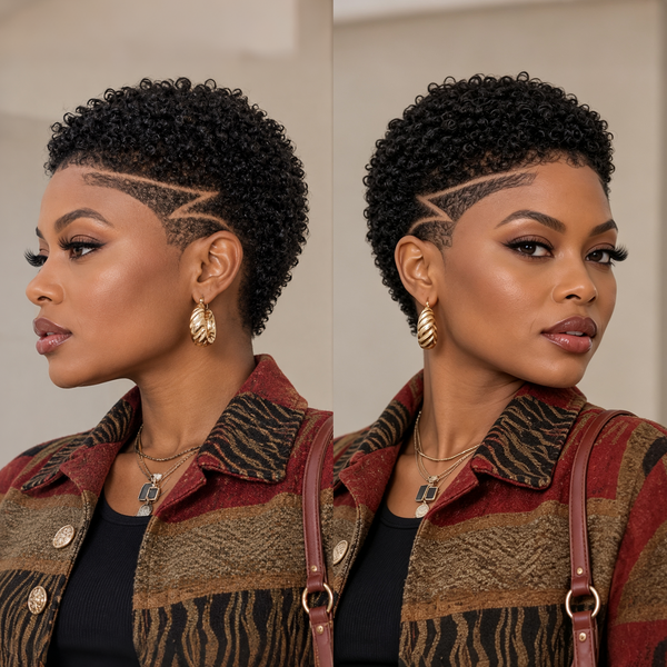 Bequeen Short Cut Blonde Afro Kinky TWA Full Lace Wig-3