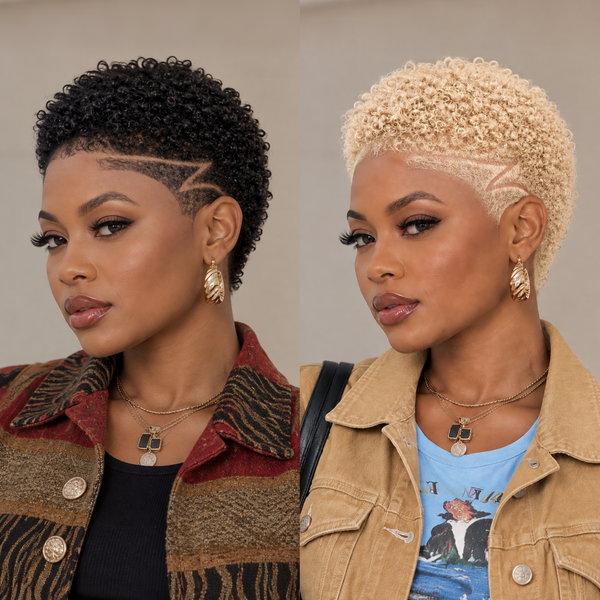 Bequeen Short Cut Blonde Afro Kinky TWA Full Lace Wig-3
