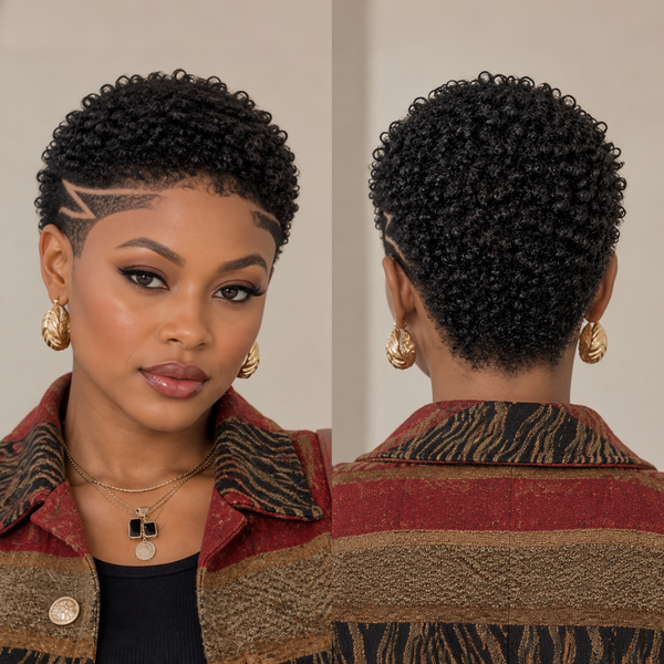 Bequeen Short Cut Blonde Afro Kinky TWA Full Lace Wig-3