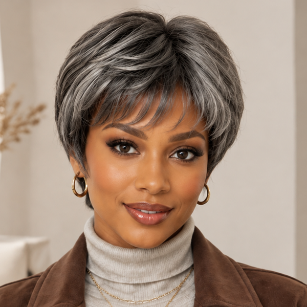 Bequeen Short Straight Pixie Cut 100% Human Hair Wig
