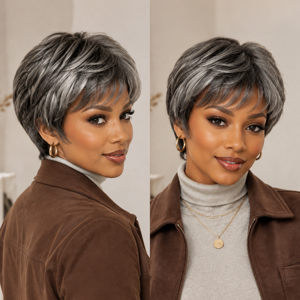 Bequeen Short Straight Pixie Cut 100% Human Hair Wig