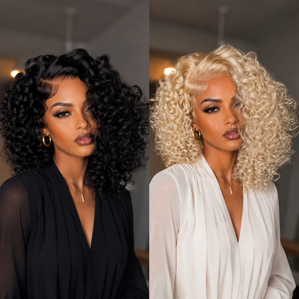 Bequeen Side Part Black Bouncy Bob Wig