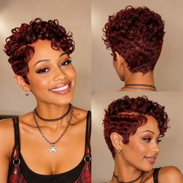Bequeen Side Part Curly Red Full Lace Wig
