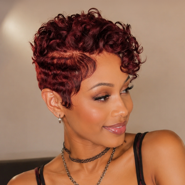Bequeen Side Part Curly Red Full Lace Wig