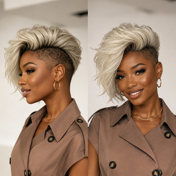 Bequeen Silver Side Part Machine Made Topper For Black Woman