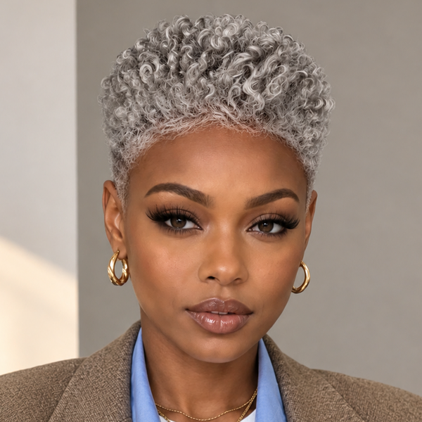 Bequeen Sliver Gray TWA Full Lace Wig