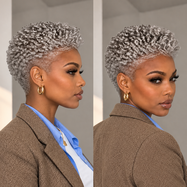 Bequeen Sliver Gray TWA Full Lace Wig