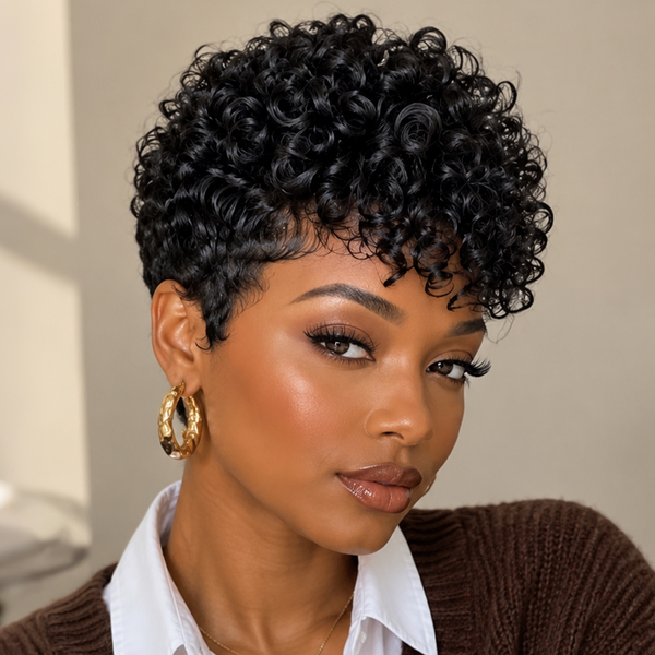 Bequeen Small Finger Wave 13×4 Lace Pixie Full Cap Wig