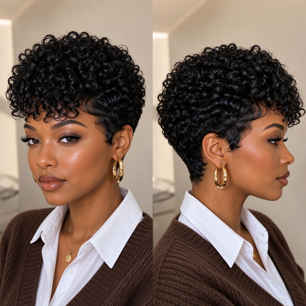 Bequeen Small Finger Wave 13×4 Lace Pixie Full Cap Wig
