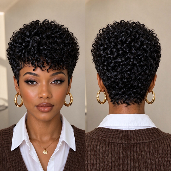 Bequeen Small Finger Wave 13×4 Lace Pixie Full Cap Wig