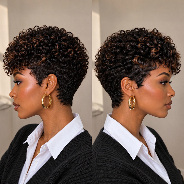 Bequeen Small Finger Wave 13×4 Lace Pixie Full Cap Wig