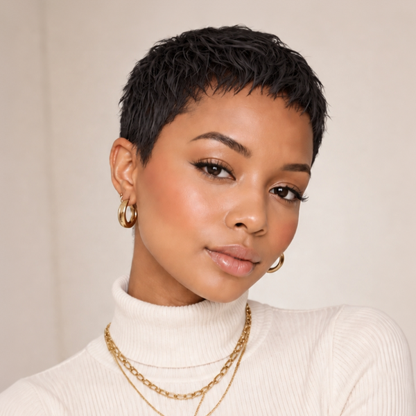 Bequeen Super Short Gray Pixie Cut Wig For Black Woman