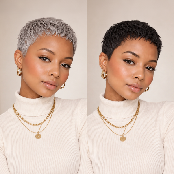 Bequeen Super Short Gray Pixie Cut Wig For Black Woman