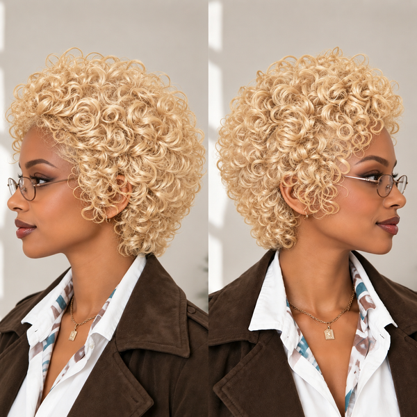 Bequeen Vintage Short Curly Full Lace Wig
