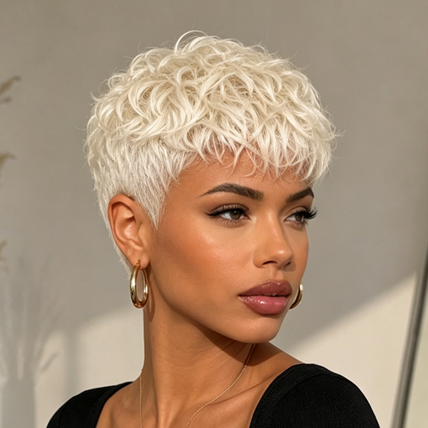 Bequeen White Natural Style Pixie Cut Wig