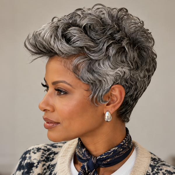 Bequeen 13X4 Lace Salt & Pepper Curl Side Part 100% Human Hair Wig