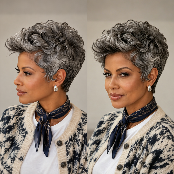 Bequeen 13X4 Lace Salt & Pepper Curl Side Part 100% Human Hair Wig