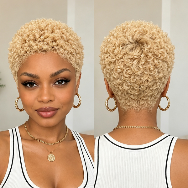 Bequeen 13X4 Lace Afro Kinky Curly Style Full Cap Pixie Wig