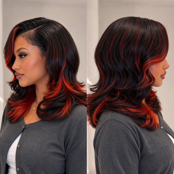 Bequeen 13X4 Lace Loose Wave Mixed Red Customized Bob Wig