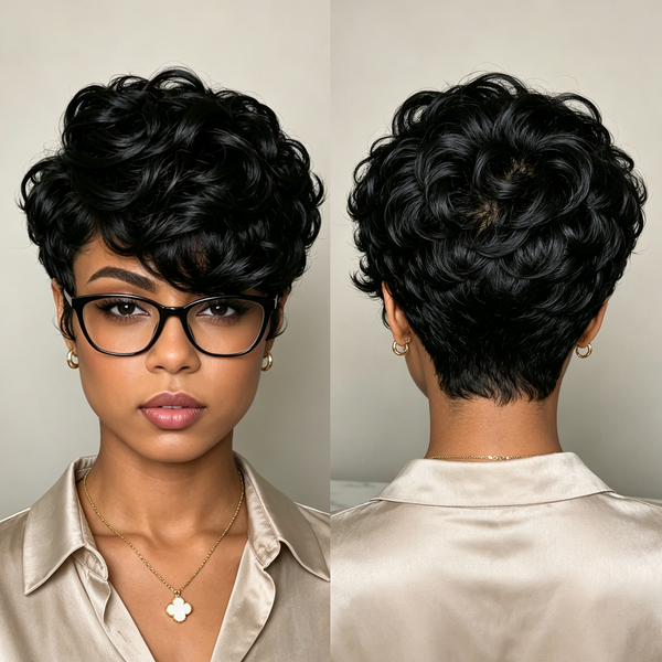Bequeen 13X6 Lace Side Part Natural Wave Short Cut Wig