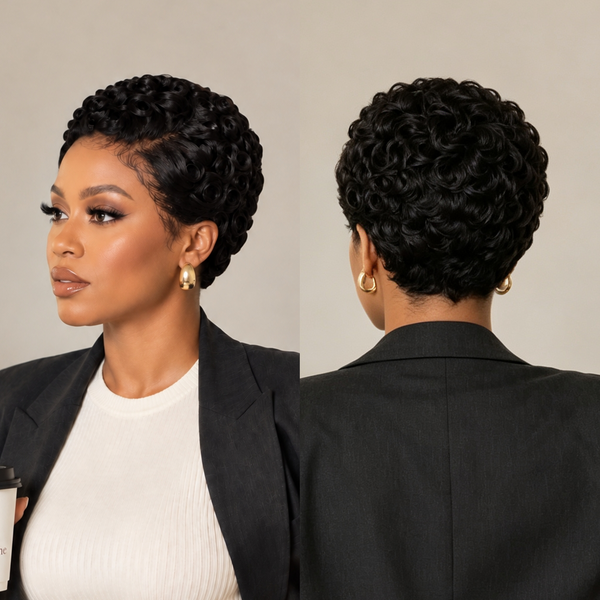 Bequeen 13X4 Lace Side Part Small Finger Wave Style Wig For Black Women