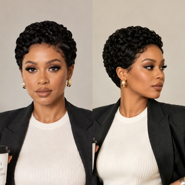 Bequeen 13X4 Lace Side Part Small Finger Wave Style Wig For Black Women