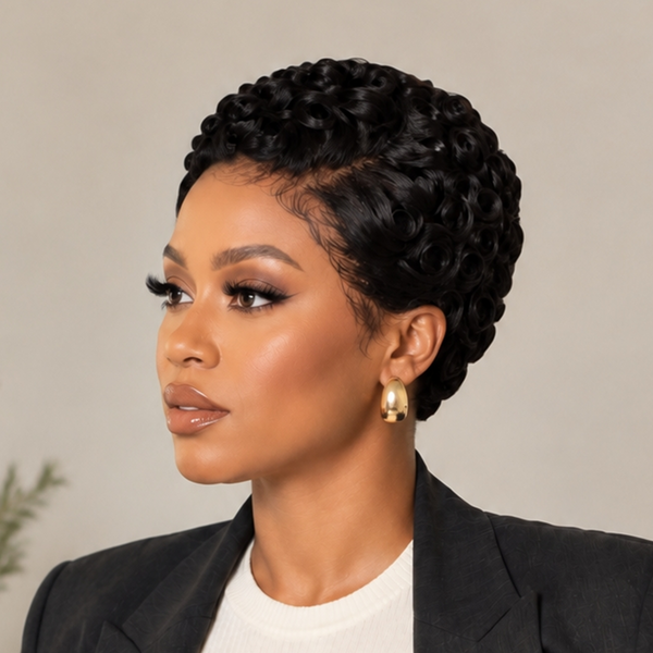 Bequeen 13X4 Lace Side Part Small Finger Wave Style Wig For Black Women