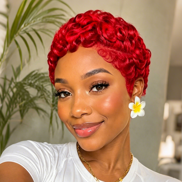 Bequeen 13X6 Lace Side Part Finger Wave Short Cut Pixie Wig