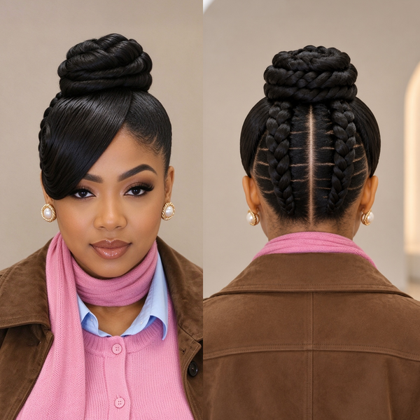 Bequeen 2 Ponytails with A Bun Full Lace Braid Wig