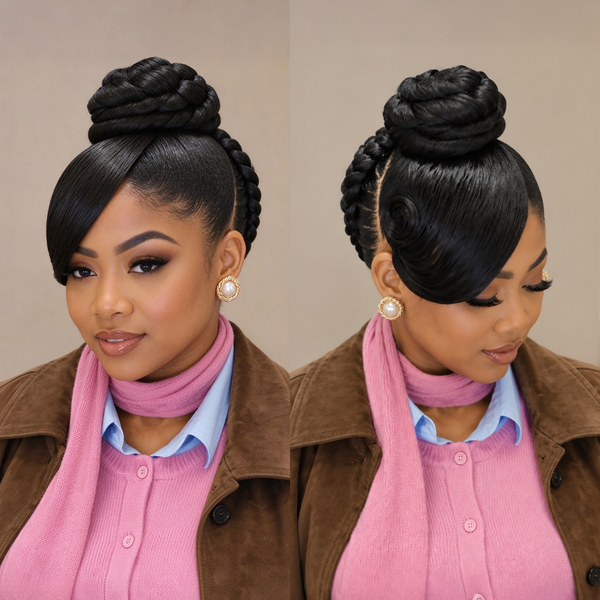 Bequeen 2 Ponytails with A Bun Full Lace Braid Wig