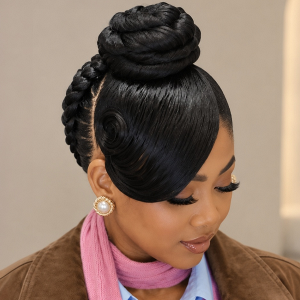 Bequeen 2 Ponytails with A Bun Full Lace Braid Wig