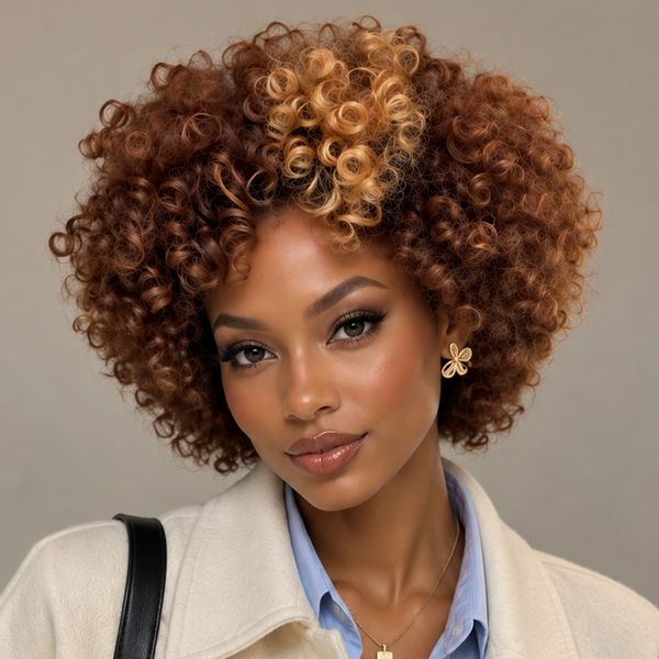 Bequeen #30 Mixed 613 Fluffy Sheep-roll Style Wave No Lace Glueless Pixie Full Cap Wig